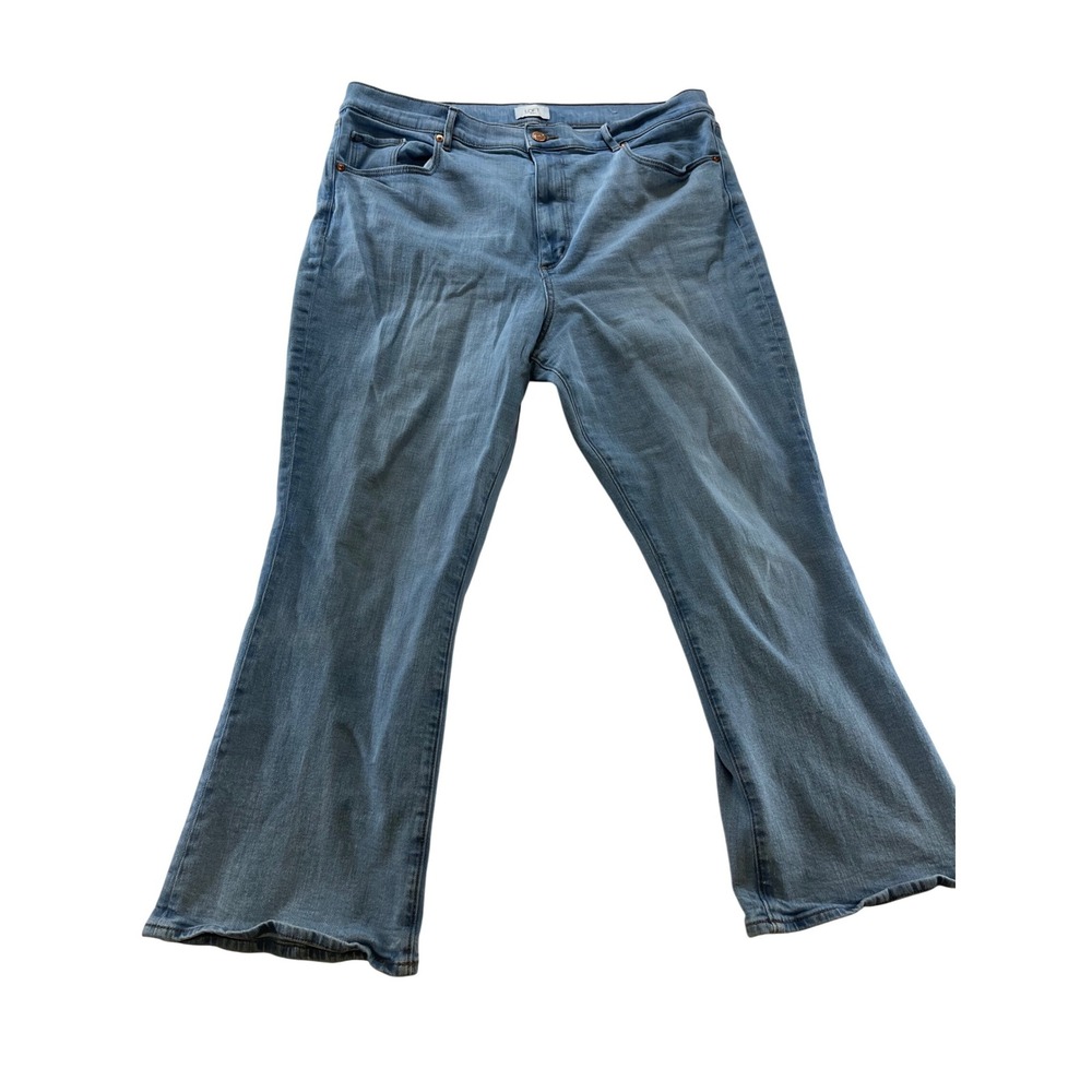 LOFT Women's High Rise Flare Crop Jeans Size 16 Light Wash Denim Casual‎